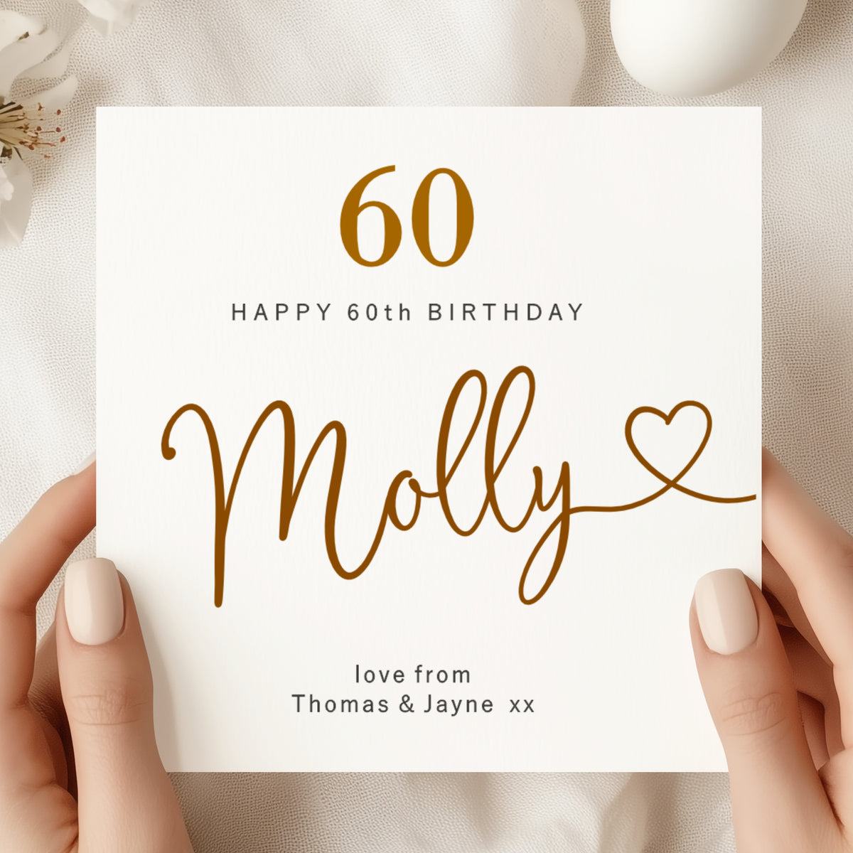 Personalised 60th Birthday Card with Name – Elegant Minimalist Sixty ...