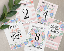  Pink Floral Baby Milestone Cards