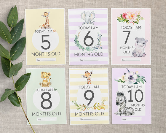 Safari Animals Baby Milestone Cards