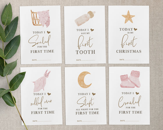 Vintage Pink Baby Milestone cards