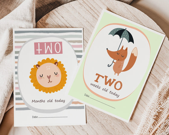 Cute Animal Baby Millstone Cards