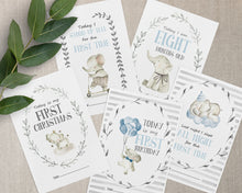  Elephant Blue Design Baby Milestone Cards