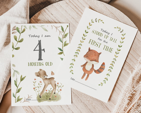 Woodland Creatures Baby Milestone Cards