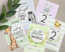  Safari Animals Baby Milestone Cards
