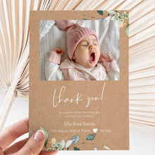  Custom Thank You Card – Floral Corner Design on Craft Effect Background