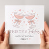 Personalised 30th Birthday Card – Thirty & Fabulous Birthday Card – Champagne Glass 30th Birthday Card – Custom Name Milestone Birthday Card for Her
