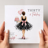 Personalised Thirty & Fabulous 30th Birthday Card – Stylish Fashion Illustration Birthday Card – Custom Name 30th Birthday Card for Her
