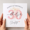 Personalised 30th Birthday Card – Watercolour Thirty Birthday Card – Custom Name 30th Birthday Card for Her – Elegant Milestone Keepsake Card