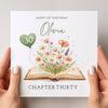 Personalised 30th Birthday Card – Chapter Thirty Floral Book 30th Birthday Card – Custom Name Milestone Birthday Card for Her – Elegant Keepsake Card