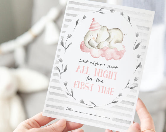 Elephant Pink Design Baby Milestone Cards