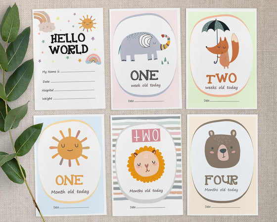 Adorable Animal Milestone Cards – Ideal Gift for New Parents & Baby Showers