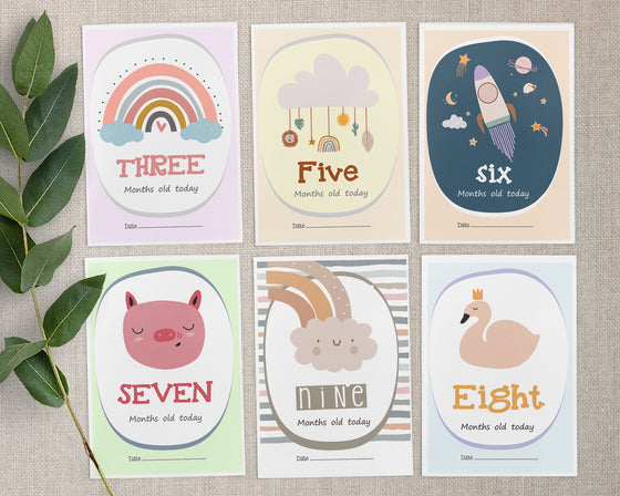 Cute Animal Baby Millstone Cards