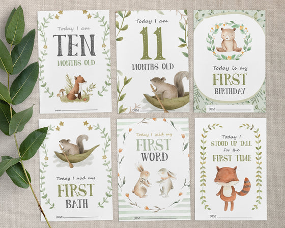 Woodland Creatures Baby Milestone Cards