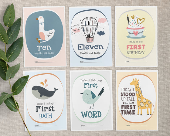 Cute Animal Baby Millstone Cards