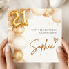 Personalised 21st Birthday Card – Gold 21st Birthday Card – Custom Name Elegant Milestone Birthday Card for Her