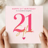 Personalised 21st Birthday Card – Modern Pink 21 Birthday Card – Custom Name Milestone Birthday Card – Elegant 21st Birthday Card for Her