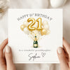 Personalised 21st Birthday Card – Gold Balloon 21 Birthday Card – Custom Name Milestone Birthday Card – Elegant 21st Birthday Card for Her