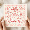 Personalised Twenty One Birthday Card – Custom Name 21st Birthday Card – Retro Style 21st Birthday Card – Fun Milestone Birthday Card for Her