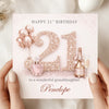 Personalised 21st Birthday Card – Rose Gold 21 Birthday Card – Custom Name Milestone Birthday Card – Elegant 21st Birthday Card for Her