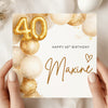 Personalised 40th Birthday Card – Pink Balloon Floral 40 Card – Elegant Custom Name 40th Birthday Card for Her – Luxury Milestone Birthday Card (Copy)