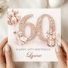 Personalised 60th Birthday Card – Rose Gold Sparkle 60 Card – Luxury Champagne Birthday Card for Her – Elegant Custom Name Milestone Card