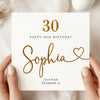 Personalised 30th Birthday Card – Elegant Script Name 30th Birthday Card – Custom Milestone Birthday Card for Her – Minimalist Keepsake Card