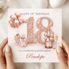 Personalised 18th Birthday Card  – Rose Gold Glitter 18 Milestone Birthday Card with Champagne & Balloons