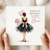 Personalised 18th Birthday Card  – Elegant Dress Illustration 18 Card – Stylish Pink Birthday Card – Custom Name 18th Birthday Keepsake Card