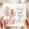 Personalised 18th Birthday Card with Name – Champagne Celebration 18 Card – Elegant Illustrated 18th Birthday Card – Custom Milestone Birthday Card for Her