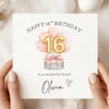 Personalised 16th Birthday Card with Name – Pink and Gold Balloon Sweet 16 Card – Custom Sixteenth Birthday Card – Elegant 16th Birthday Keepsake Card (Copy)