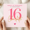 Personalised 16th Birthday Card with Name – Pink Sweet 16 Card – Custom Sixteenth Birthday Card – Elegant Minimalist 16th Birthday Keepsake Card