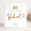 Personalised 40th Birthday Card – Elegant Script Name 40th Birthday Card – Custom Minimalist Milestone Birthday Card for Her