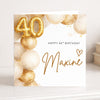Personalised 40th Birthday Card – Pink Balloon Floral 40 Card – Elegant Custom Name 40th Birthday Card for Her – Luxury Milestone Birthday Card (Copy)