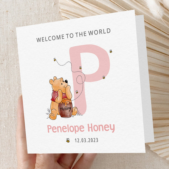 Bear 1 Pink New Baby Card