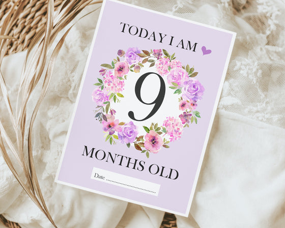 Lilac Floral Baby Milestone Cards