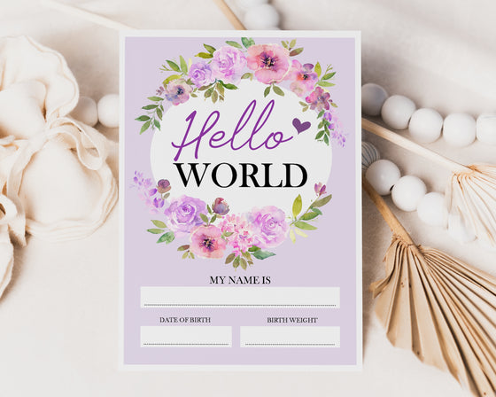 Lilac Floral Baby Milestone Cards