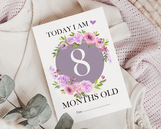 Lilac Floral Baby Milestone Cards