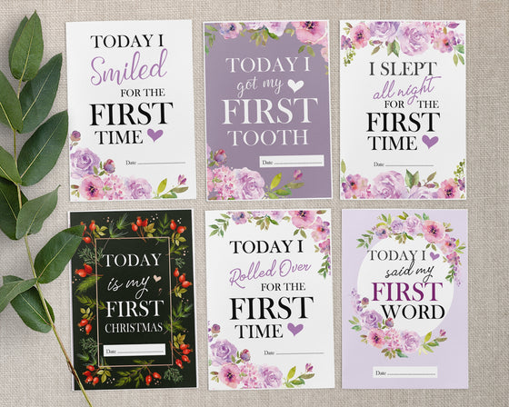 Lilac Floral Baby Milestone Cards