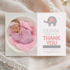 Personalised Thank You Card – Elephant Theme with Pink and Grey Design