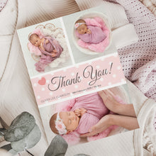  Personalised Thank You Card – Pink Polka Dot Background with Three Images