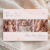 Personalised Baby Thank You Cards – Light Pink Design with Three Photos