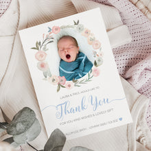  Personalised Thank You Card – Floral Border Design on White Background