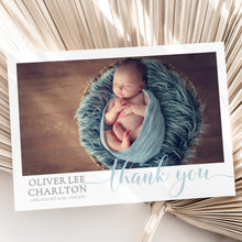  Personalised Thank You Card – Cute Design with Light Blue and Grey Fonts