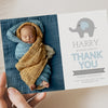 Personalised Thank You Card – Elephant Theme with Blue and Grey Design