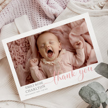  Personalised Thank You Card – Cute Design with Light Pink and Grey Fonts