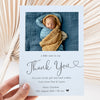 Personalised Baby Thank You Cards – Light Blue Design with Heart Font