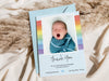 Personalised Thank You Card – Light Blue Background with Pastel Rainbow Stripes