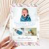 Personalised Thank You Card – Floral Design with Three Images on White Background